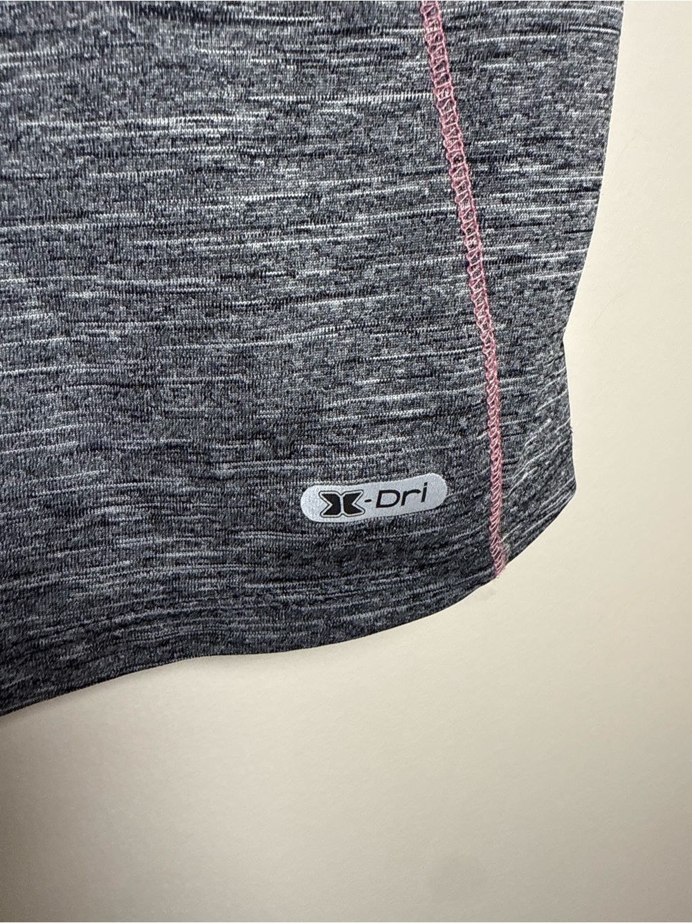 RBX Gray Short Sleeve V-Neck Top with Pink Contrast Stitching - Picture 4 of 5